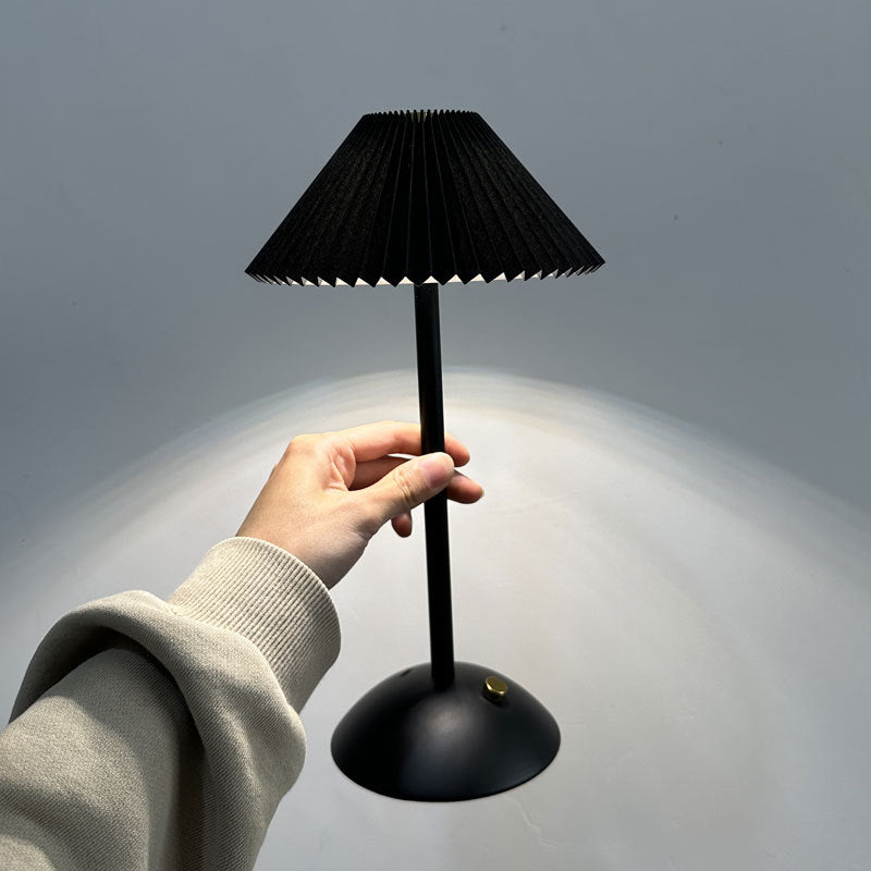 Modern Metal Cordless Table Lamp With Stepless Dimming in Black Shade + Black Base — Greenwich Home & Living