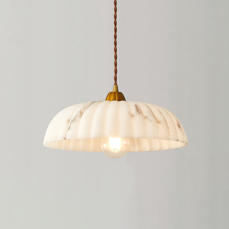 Modern Marble Pendant Light With Warm LED Glow in White Resin — Greenwich Home & Living
