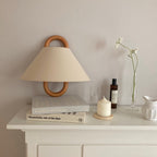 Modern Wood Wall Sconce With Warm LED Glow in Apricot - Flat — Greenwich Home & Living