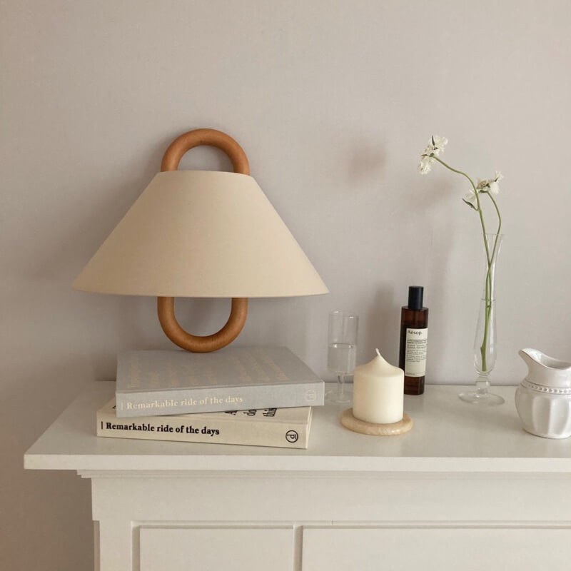 Modern Wood Wall Sconce With Warm LED Glow in Apricot - Flat — Greenwich Home & Living