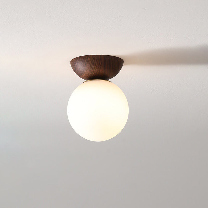 Modern Wood and Glass Pendant Light With Warm LED Glow in Walnut Color — Greenwich Home & Living