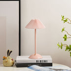 Modern Metal Cordless Table Lamp With Stepless Dimming in Pink Shade + Pink Base — Greenwich Home & Living
