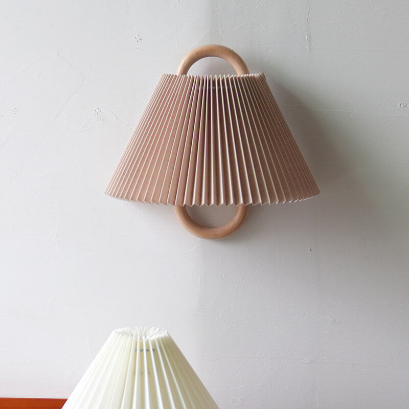 Modern Wood Wall Sconce With Warm LED Glow in Coffee - Pleated — Greenwich Home & Living
