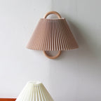Modern Wood Wall Sconce With Warm LED Glow in Coffee - Pleated — Greenwich Home & Living