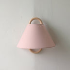 Modern Wood Wall Sconce With Warm LED Glow in Light Pink - Flat — Greenwich Home & Living
