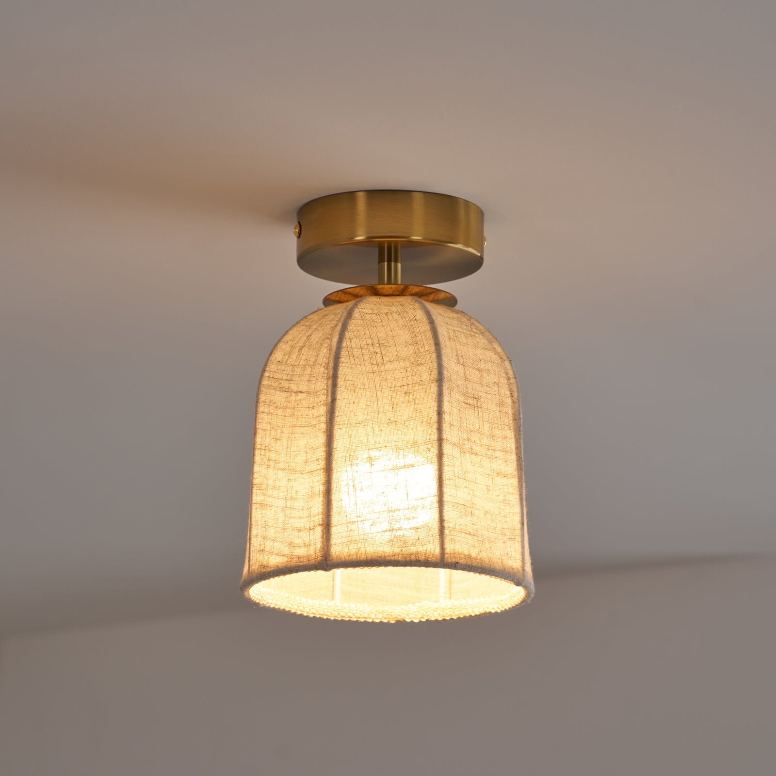 Modern Fabric Semi-Flush Mount Ceiling Light With Metallic Accent — Greenwich Home & Living