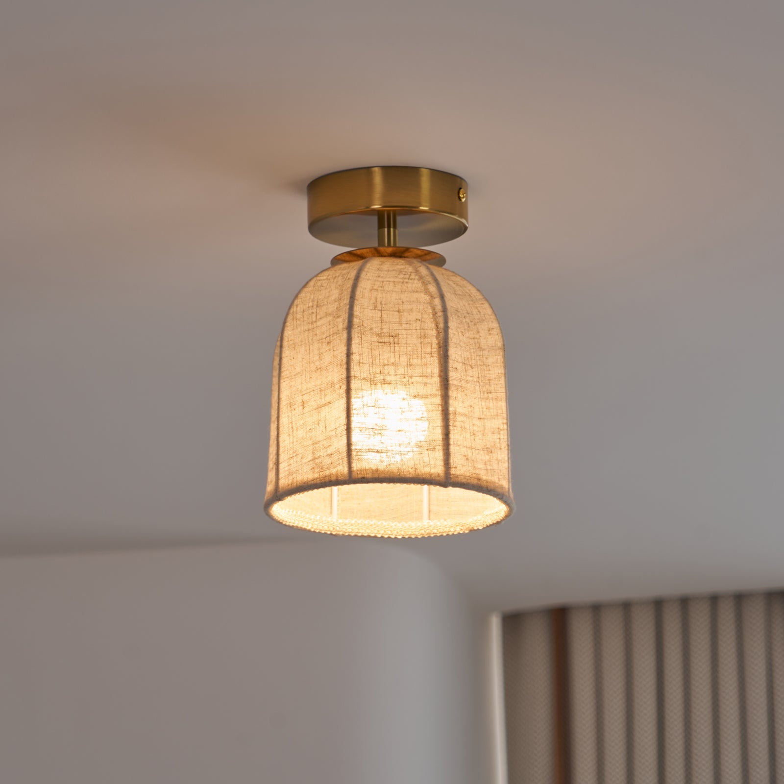 Modern Fabric Semi-Flush Mount Ceiling Light With Metallic Accent — Greenwich Home & Living