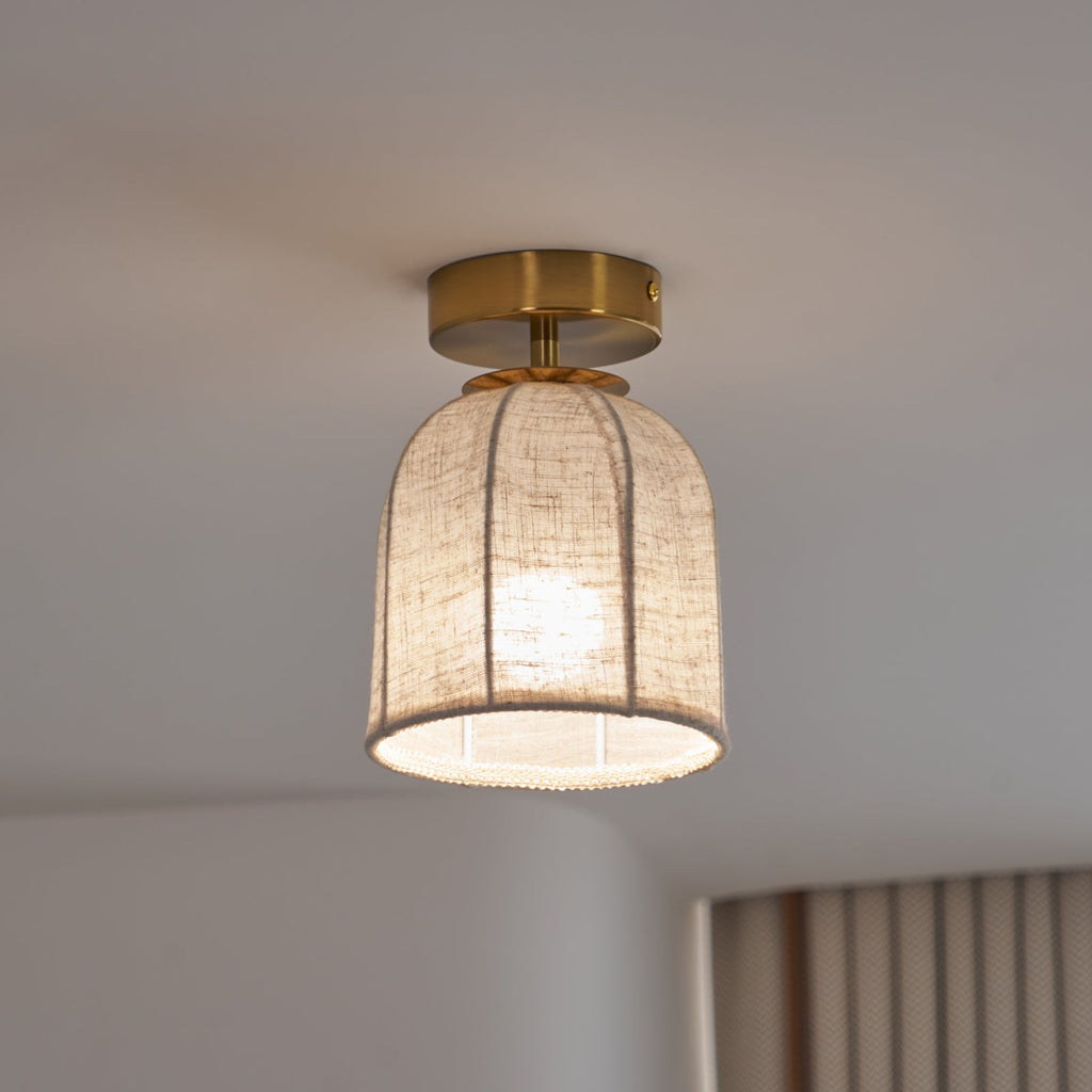 Modern Fabric Semi-Flush Mount Ceiling Light With Metallic Accent — Greenwich Home & Living