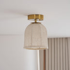 Modern Fabric Semi-Flush Mount Ceiling Light With Metallic Accent — Greenwich Home & Living