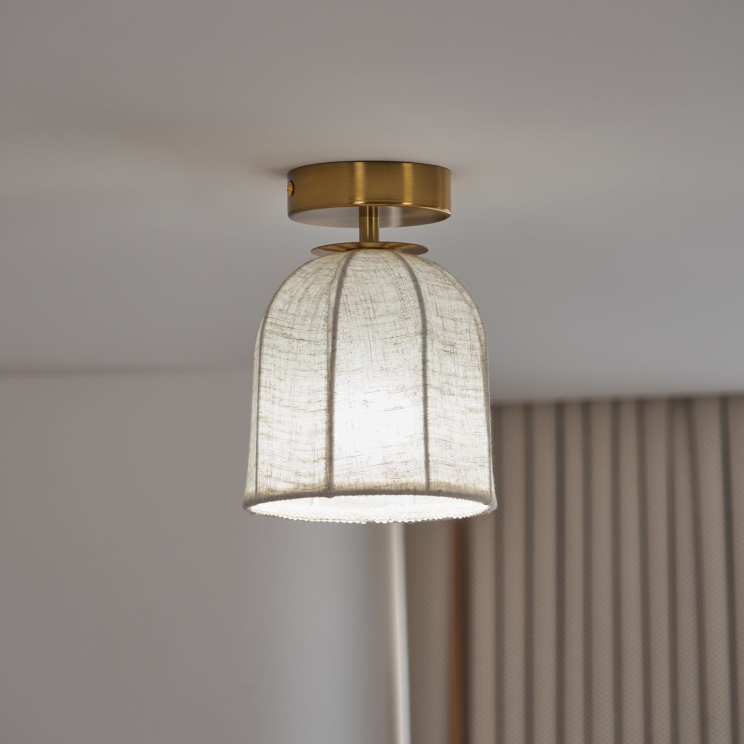 Modern Fabric Semi-Flush Mount Ceiling Light With Metallic Accent — Greenwich Home & Living