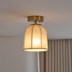 Modern Fabric Semi-Flush Mount Ceiling Light With Metallic Accent — Greenwich Home & Living