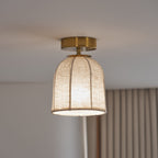 Modern Fabric Semi-Flush Mount Ceiling Light With Metallic Accent — Greenwich Home & Living