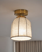 Modern Fabric Semi-Flush Mount Ceiling Light With Metallic Accent — Greenwich Home & Living