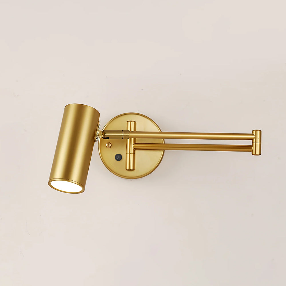 Modern Brass Wall Sconce for Living Room and Bedroom in Ø2.4" x H4.7" (Ø6 x H12 cm) (Button Switch) — Greenwich Home & Living