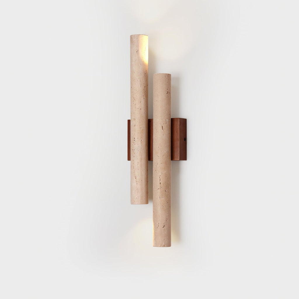 Modern Travertine Stone Wall Sconce With Warm LED Glow — Greenwich Home & Living