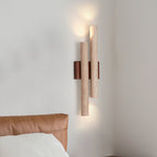 Modern Travertine Stone Wall Sconce With Warm LED Glow — Greenwich Home & Living