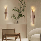 Modern Travertine Stone Wall Sconce With Warm LED Glow — Greenwich Home & Living