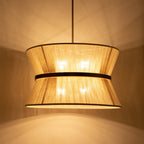 Modern Fabric Pendant Light With Tri-Color LED for Dining Room — Greenwich Home & Living