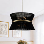 Modern Fabric Pendant Light With Tri-Color LED for Dining Room in Black — Greenwich Home & Living
