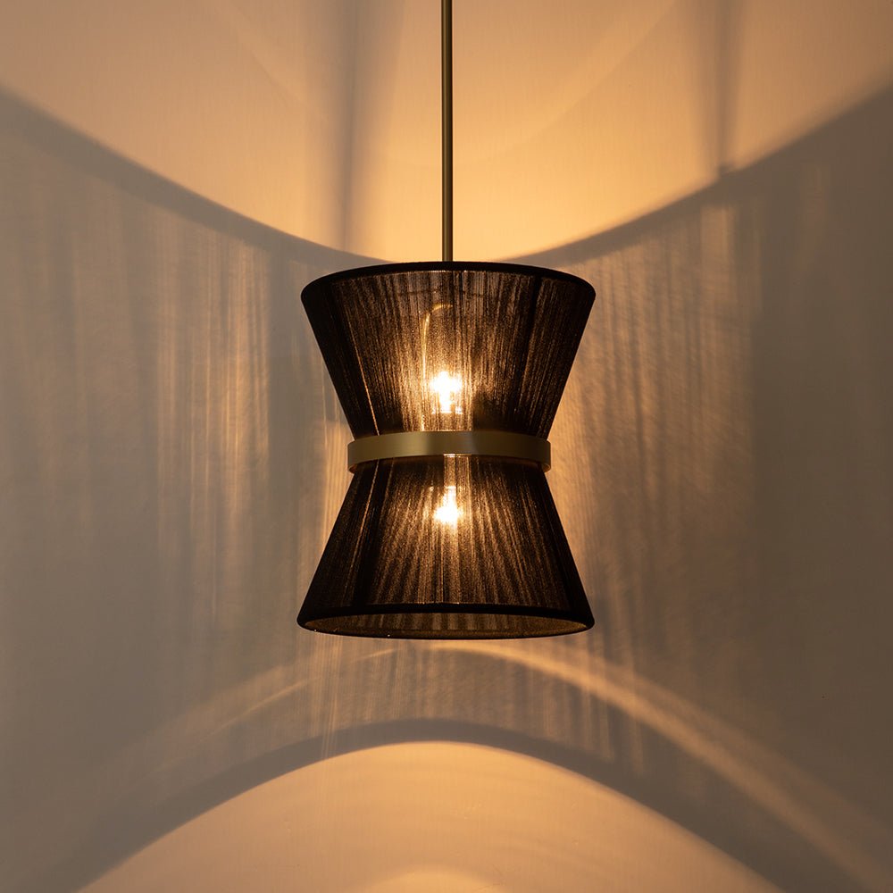 Modern Fabric Pendant Light With Tri-Color LED for Dining Room — Greenwich Home & Living