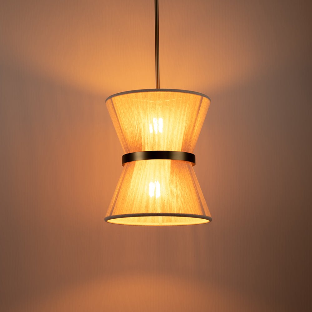 Modern Fabric Pendant Light With Tri-Color LED for Dining Room — Greenwich Home & Living