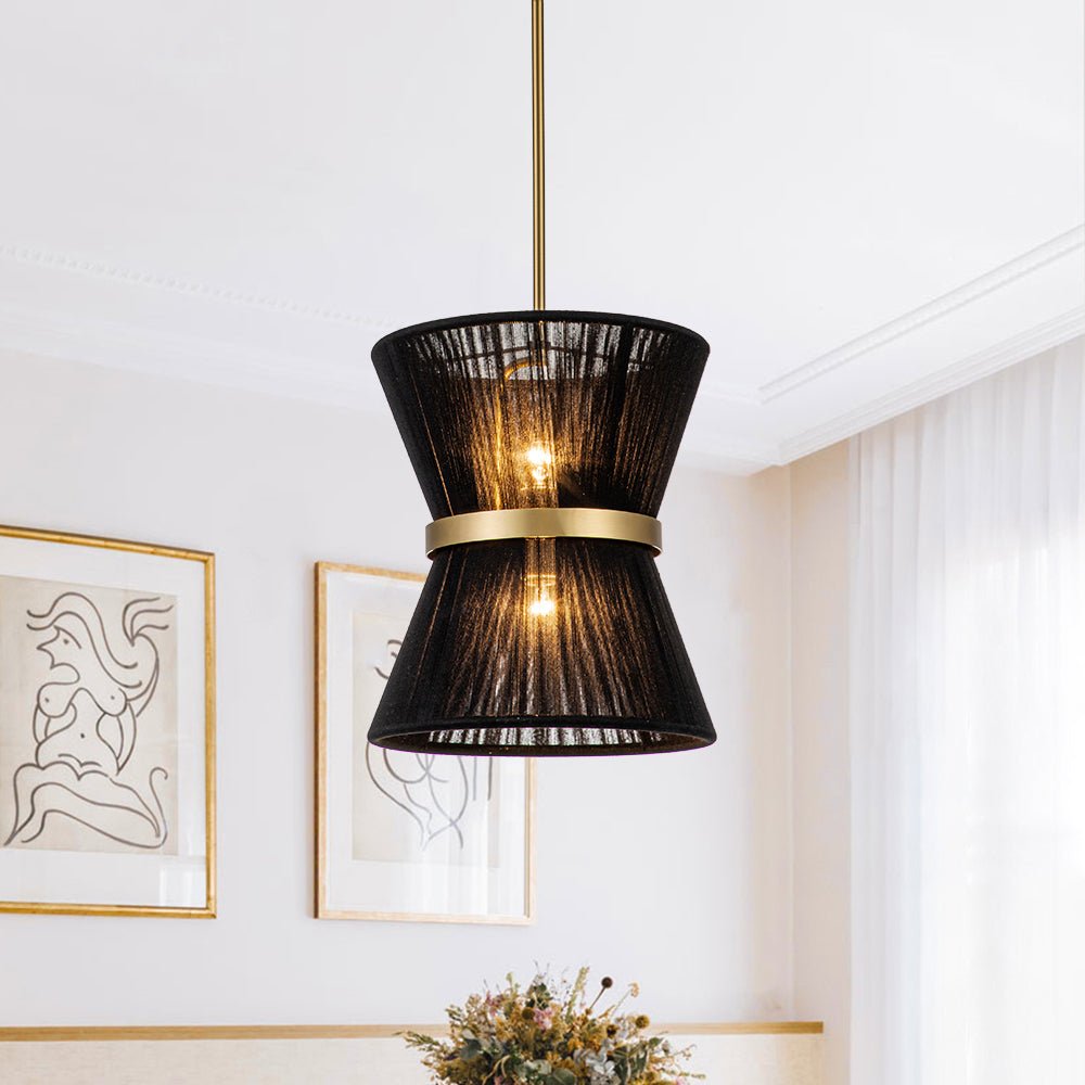 Modern Fabric Pendant Light With Tri-Color LED for Dining Room in Black — Greenwich Home & Living