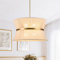 Modern Fabric Pendant Light With Tri-Color LED for Dining Room in Ivory — Greenwich Home & Living