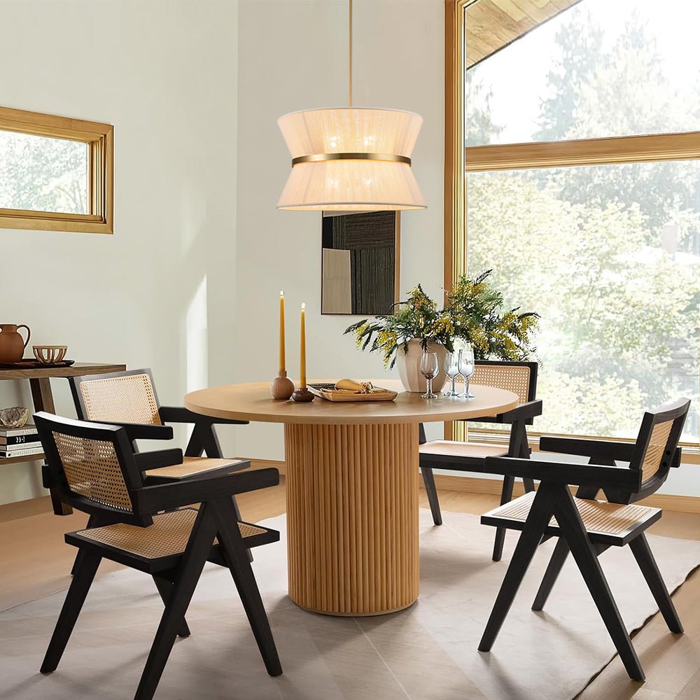 Modern Fabric Pendant Light With Tri-Color LED for Dining Room — Greenwich Home & Living