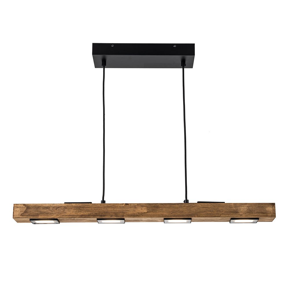 Rustic Wood Linear Pendant Light With Dimmable LED for Kitchen Island — Greenwich Home & Living