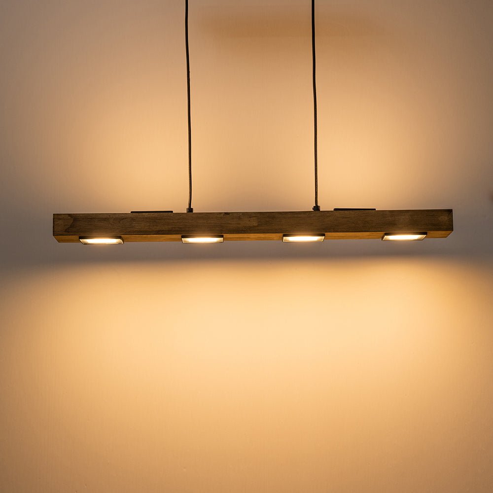 Rustic Wood Linear Pendant Light With Dimmable LED for Kitchen Island — Greenwich Home & Living