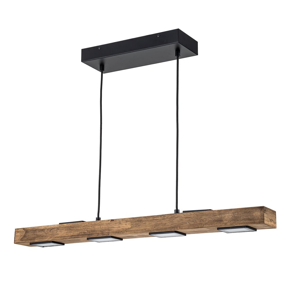 Rustic Wood Linear Pendant Light With Dimmable LED for Kitchen Island — Greenwich Home & Living