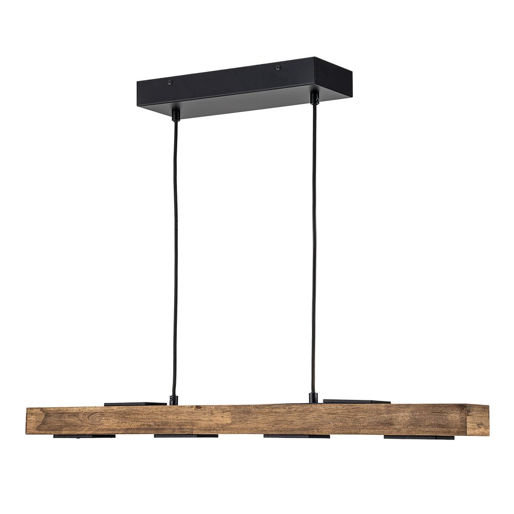 Rustic Wood Linear Pendant Light With Dimmable LED for Kitchen Island — Greenwich Home & Living