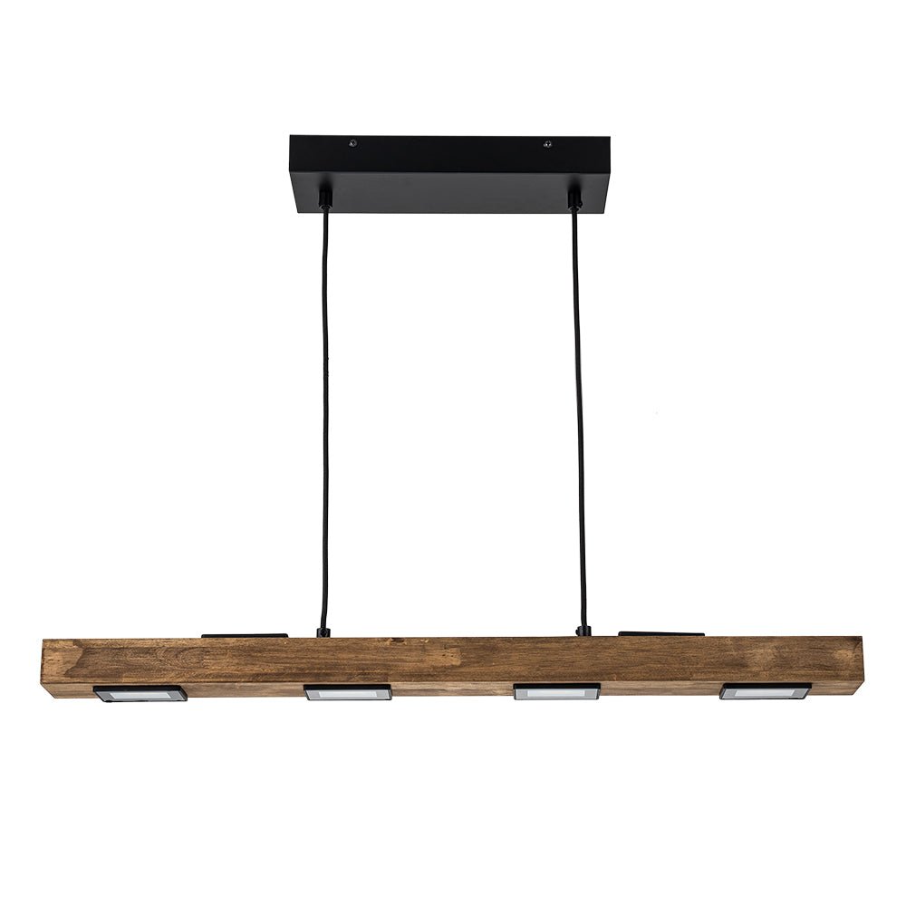 Rustic Wood Linear Pendant Light With Dimmable LED for Kitchen Island — Greenwich Home & Living