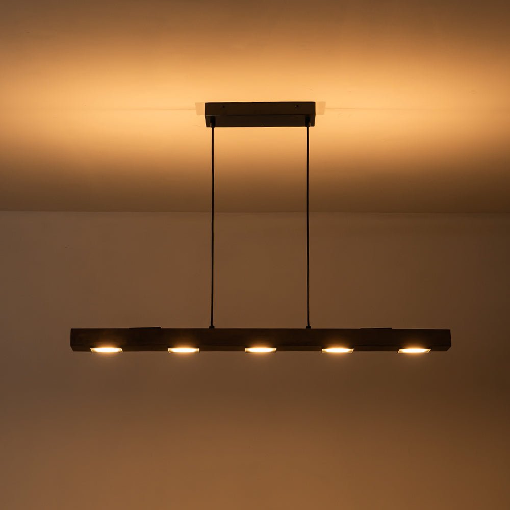 Rustic Wood Linear Pendant Light With Dimmable LED for Kitchen Island — Greenwich Home & Living