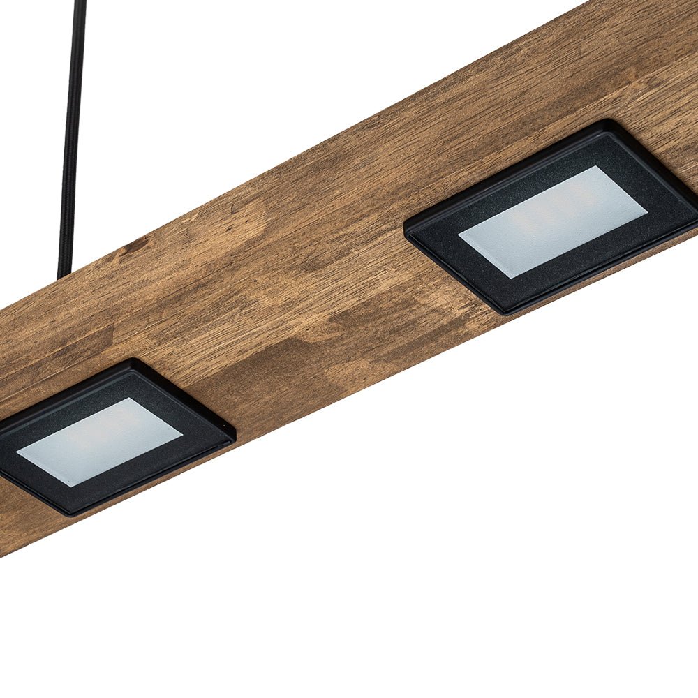 Rustic Wood Linear Pendant Light With Dimmable LED for Kitchen Island — Greenwich Home & Living