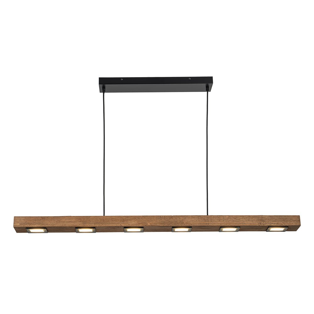 Rustic Wood Linear Pendant Light With Dimmable LED for Kitchen Island — Greenwich Home & Living