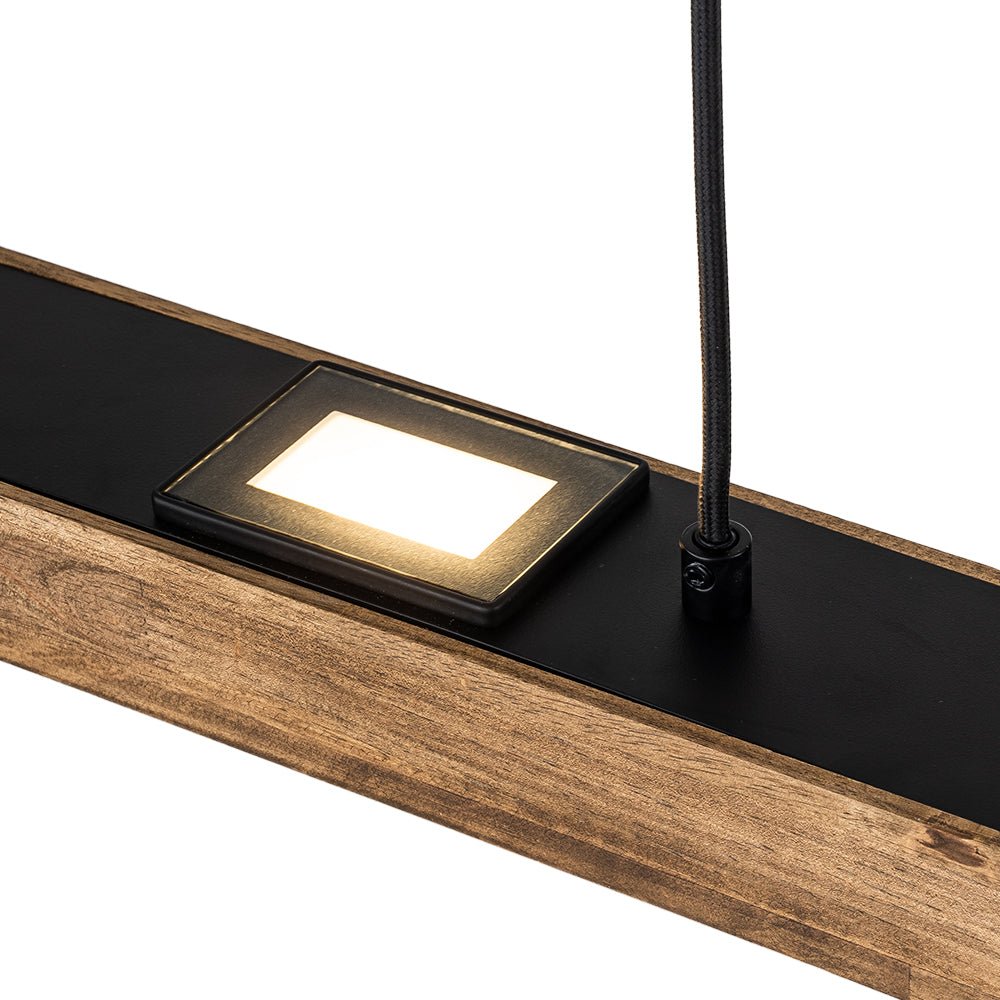 Rustic Wood Linear Pendant Light With Dimmable LED for Kitchen Island — Greenwich Home & Living