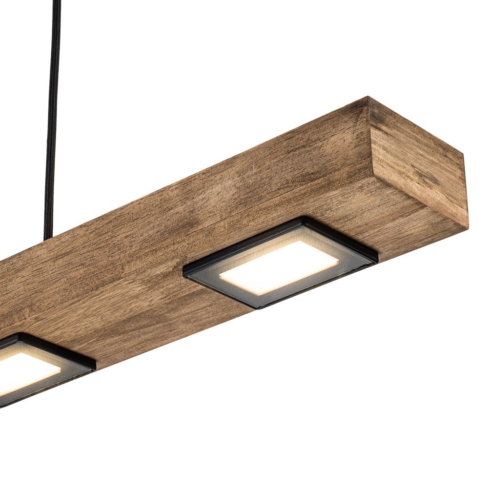 Rustic Wood Linear Pendant Light With Dimmable LED for Kitchen Island — Greenwich Home & Living