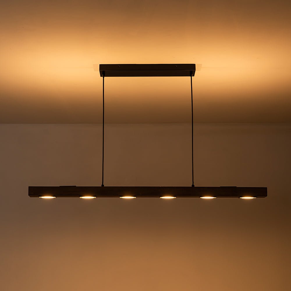 Rustic Wood Linear Pendant Light With Dimmable LED for Kitchen Island — Greenwich Home & Living