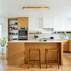 Modern Wood Flush Mount Ceiling Light With Remote Dimming — Greenwich Home & Living