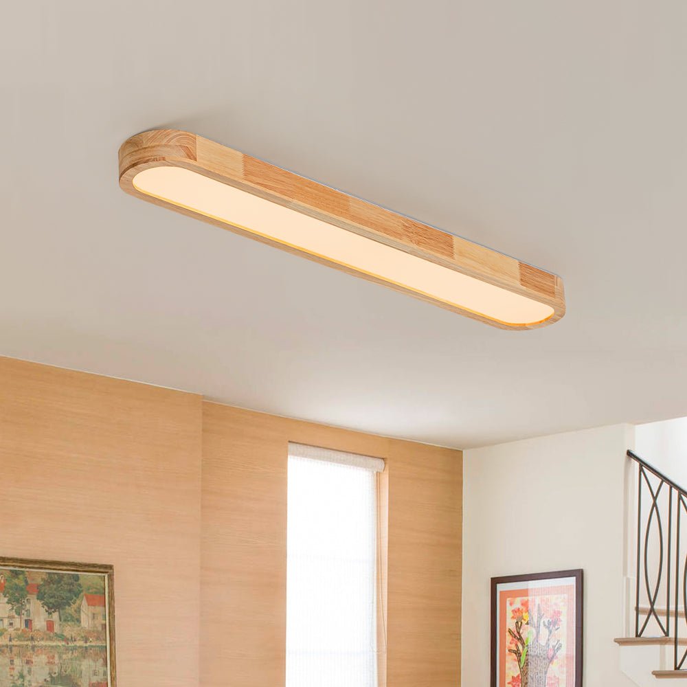 Modern Wood Flush Mount Ceiling Light With Remote Dimming — Greenwich Home & Living