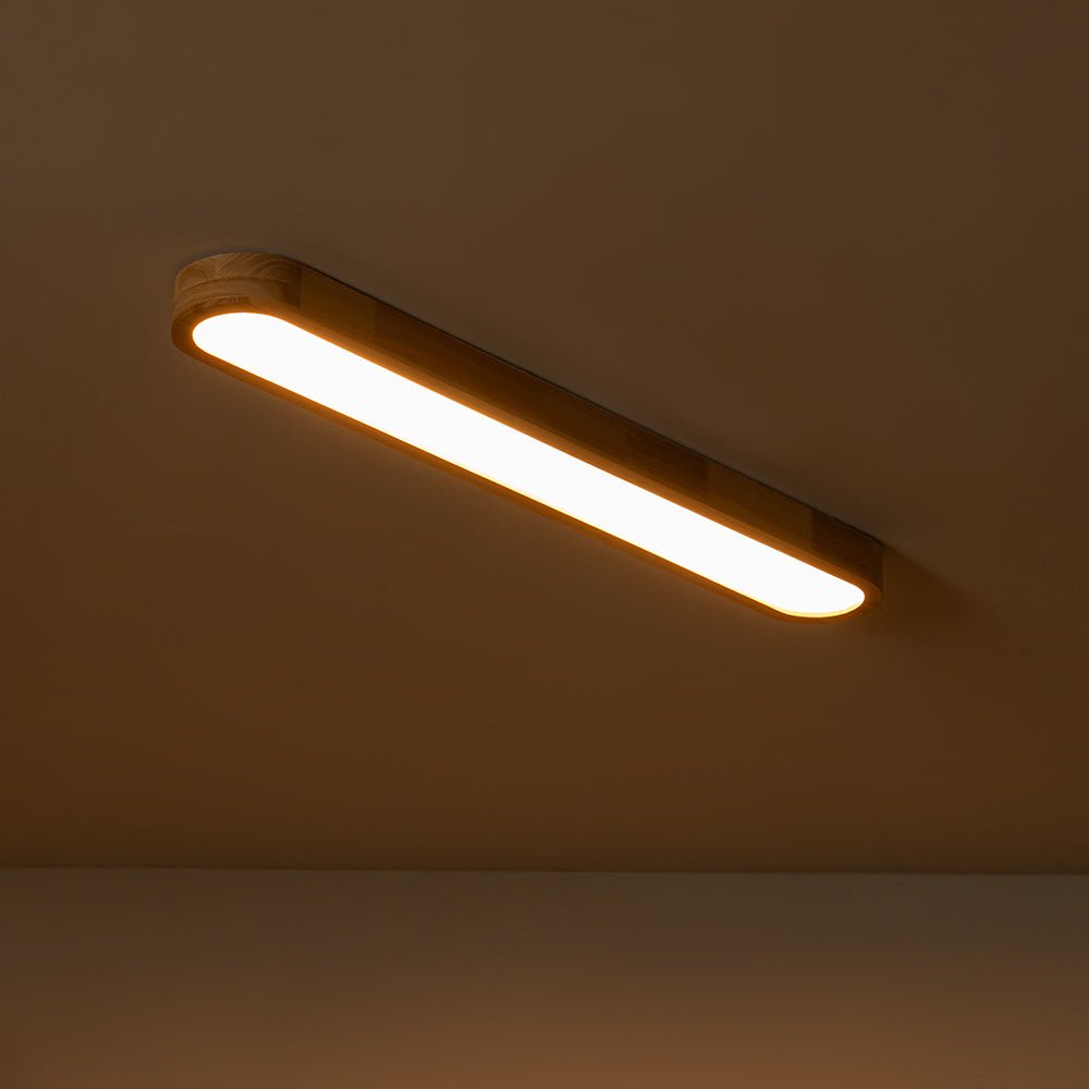 Modern Wood Flush Mount Ceiling Light With Remote Dimming — Greenwich Home & Living