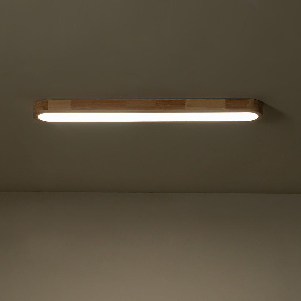 Modern Wood Flush Mount Ceiling Light With Remote Dimming — Greenwich Home & Living