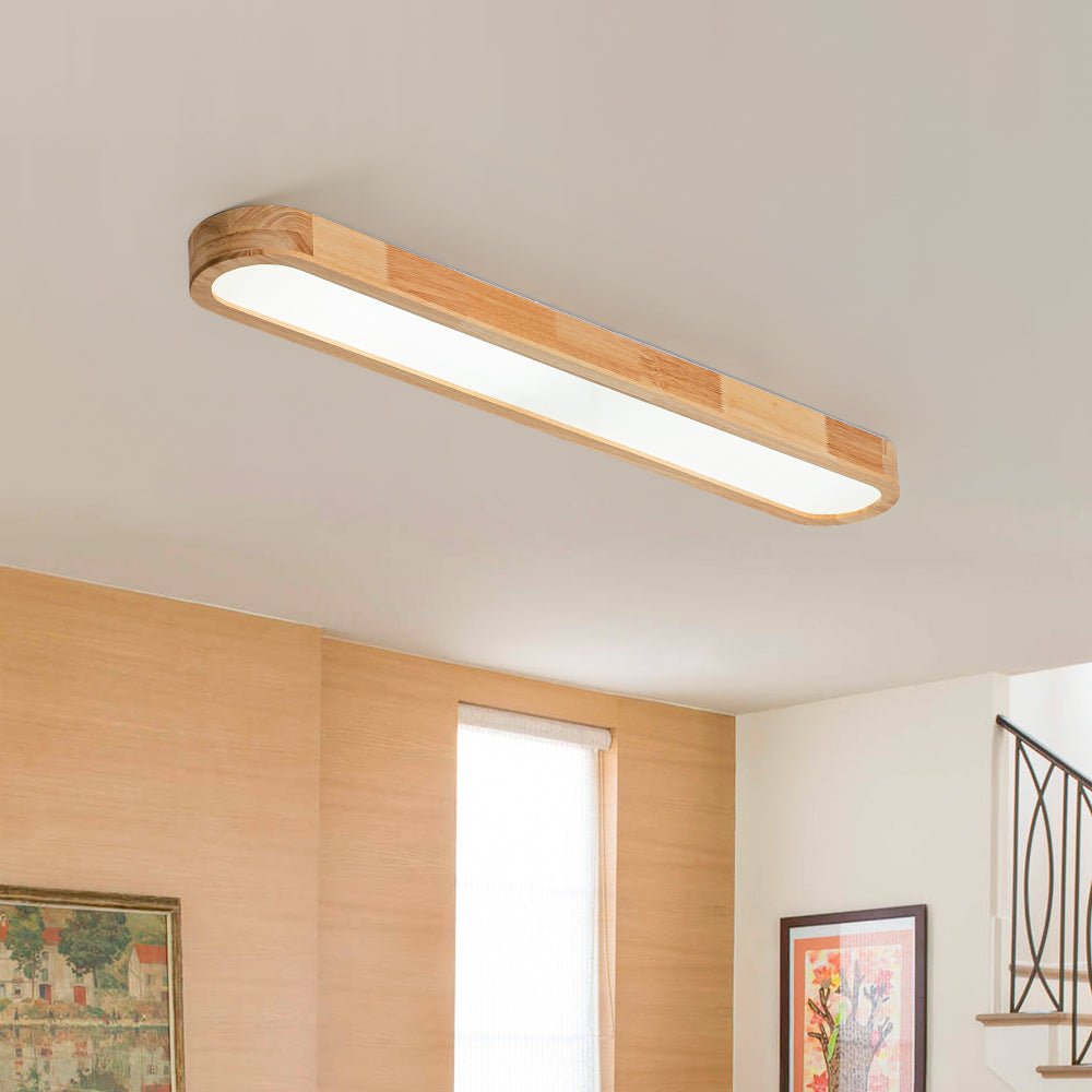 Modern Wood Flush Mount Ceiling Light With Remote Dimming — Greenwich Home & Living