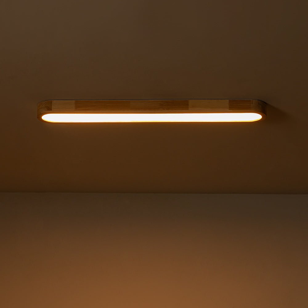 Modern Wood Flush Mount Ceiling Light With Remote Dimming — Greenwich Home & Living
