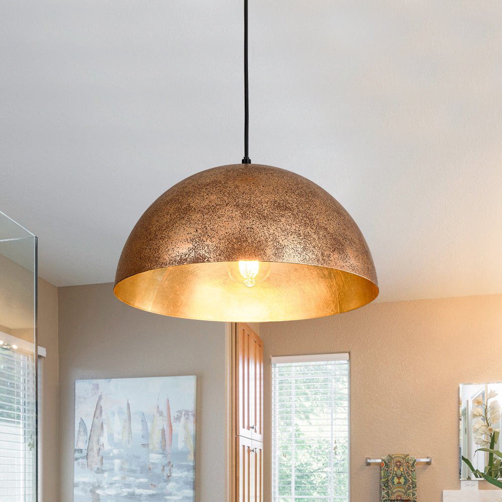 Modern Iron Pendant Light for Living Room in Distressed Gold — Greenwich Home & Living