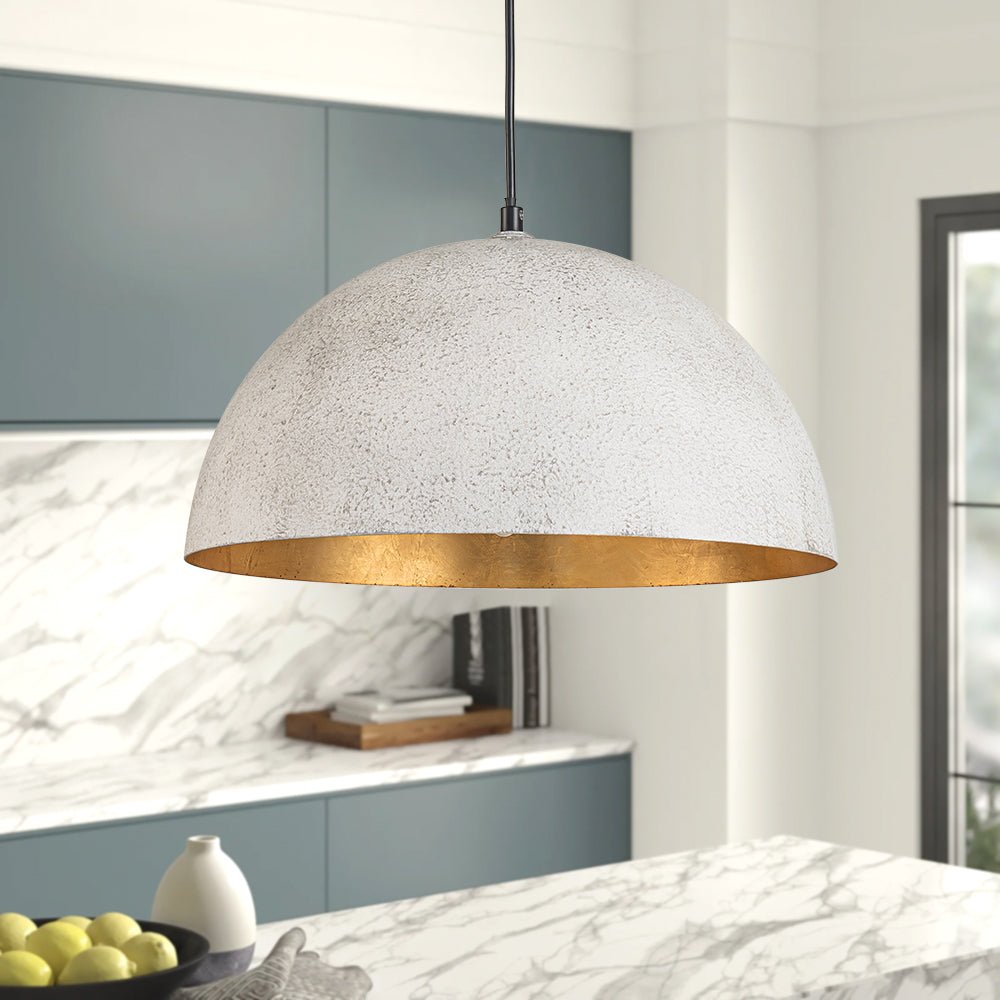 Modern Iron Pendant Light for Living Room in Distressed White — Greenwich Home & Living