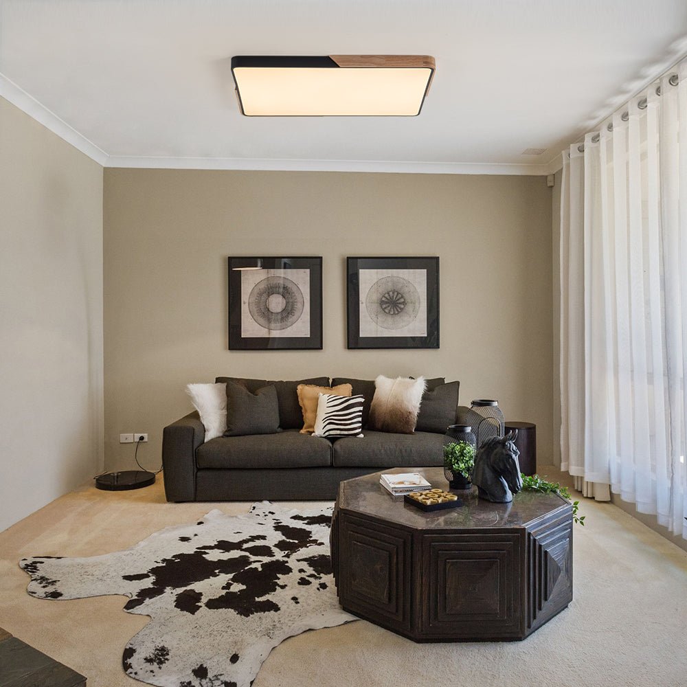 Scandinavian Wood Flush Mount Ceiling Light With Remote Dimming — Greenwich Home & Living