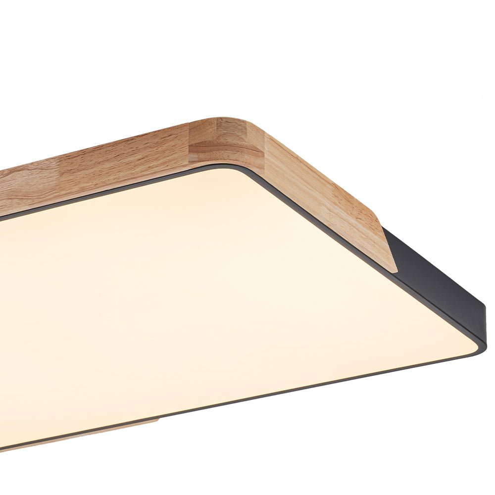 Scandinavian Wood Flush Mount Ceiling Light With Remote Dimming — Greenwich Home & Living