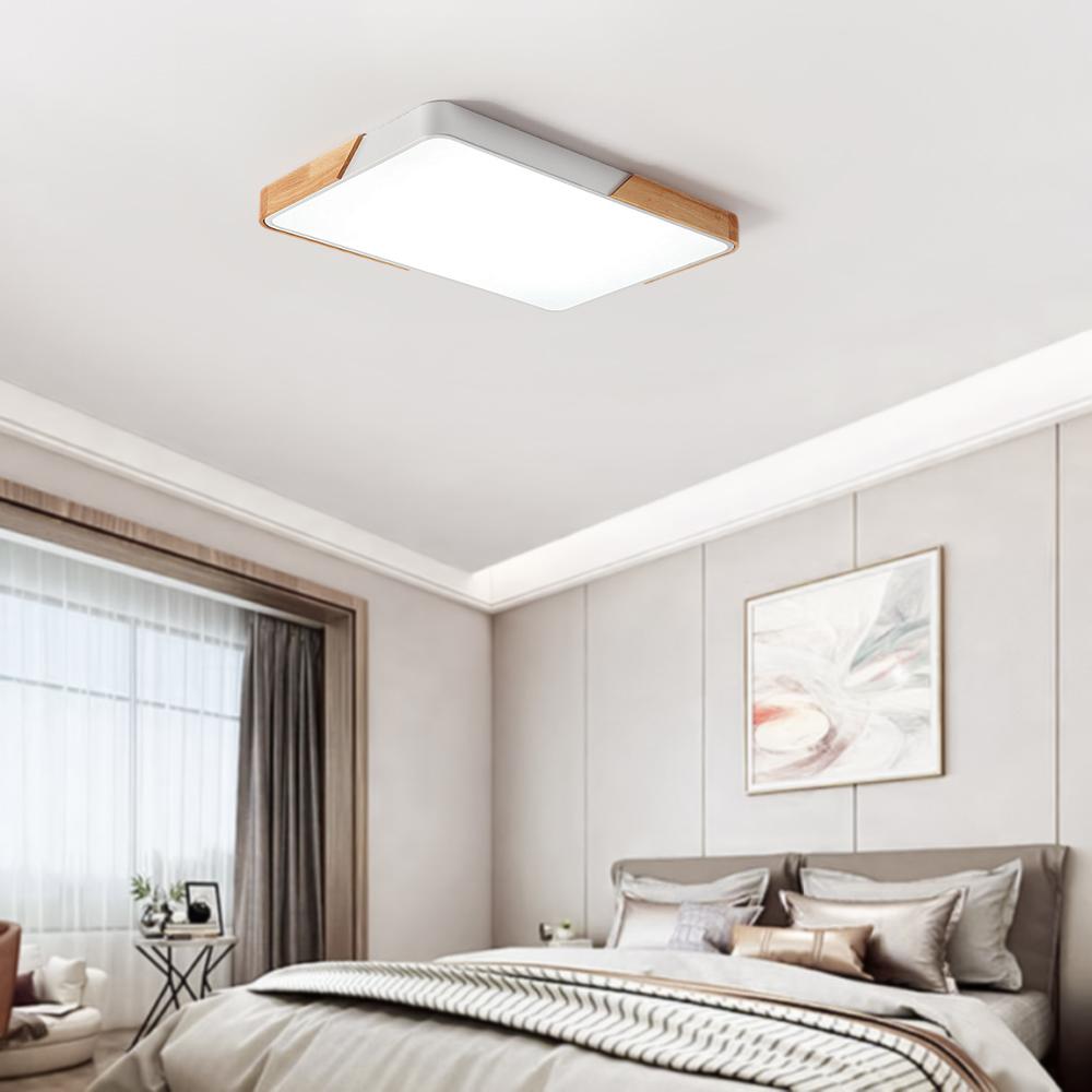 Scandinavian Wood Flush Mount Ceiling Light With Remote Dimming in White (5-CCT Version) — Greenwich Home & Living